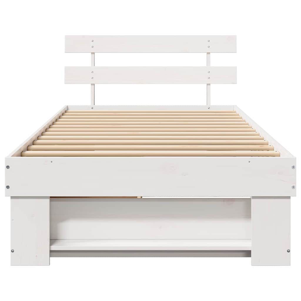 vidaXL Σκελετός Κρεβατιού Λευκό 75 x 190 cm Μασίφ ξύλο πεύκου
