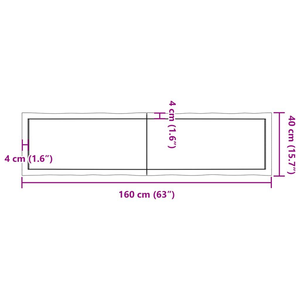 vidaXL Επιφ Τραπεζιού Αν Καφέ 160x40x(2-4)εκ.Ακατέργ. Μασίφ Ξύλο Δρυός