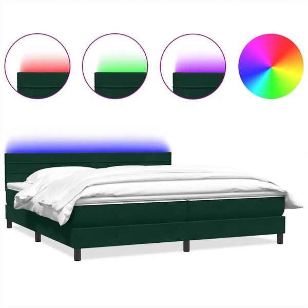 vidaXL &Kappa;&rho;&epsilon;&beta;ά&tau;&iota; Boxspring &mu;&epsilon; &Sigma;&tau;&rho;ώ&mu;&alpha; & LED &Sigma;&kappa;&omicron;ύ&rho;&omicron; &Pi;&rho;ά&sigma;&iota;&nu;&omicron; 180x210&epsilon;&kappa;. &Beta;&epsilon;&lambda;&omicron;ύ&delta;&iota;&nu;&omicron;