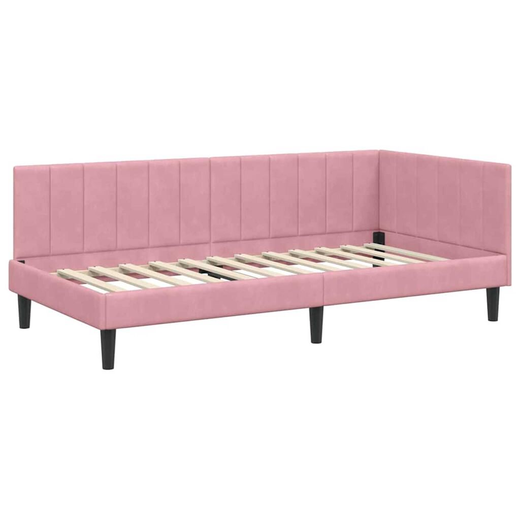 vidaXL Κρεβάτι Γωνίας με κεφαλάρι Ροζ 90 x 200 cm Βελούδο