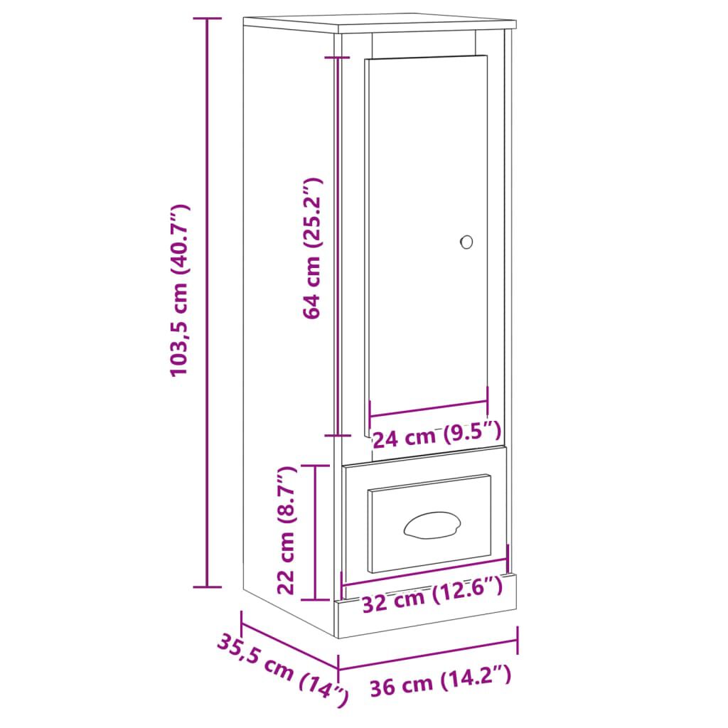 vidaXL Ντουλάπι Όψη Παλαιού Ξύλου 36x35,5x103,5 εκ. Επεξεργασμένο Ξύλο