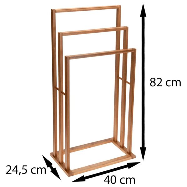 Bathroom Solutions Κρεμάστρα για Πετσέτες με 3 Mπάρες από Μπαμπού