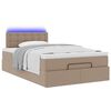vidaXL Οθωμανικό κρεβάτι με στρώματα & LEDs Cappuccino Faux Leather