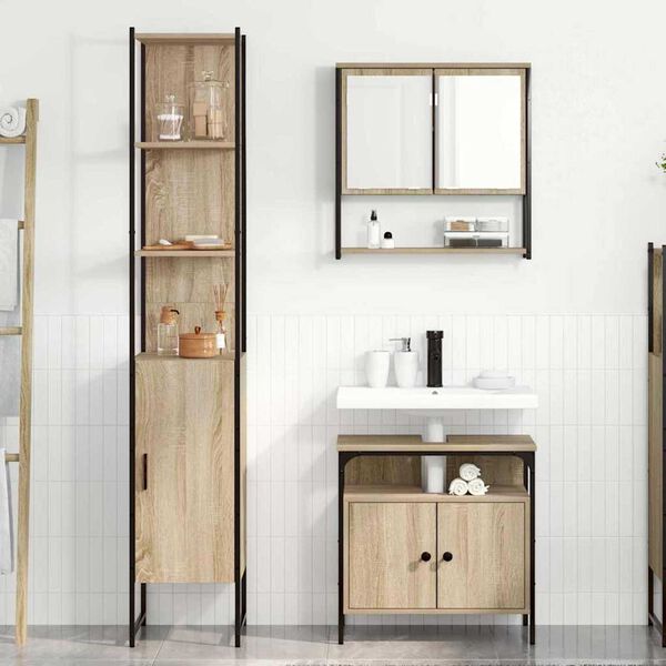 vidaXL Σετ Επίπλων Μπάνιου Άλλο 3 pcs Sonoma Δρυς 33 x 33 x 185.5 εκ