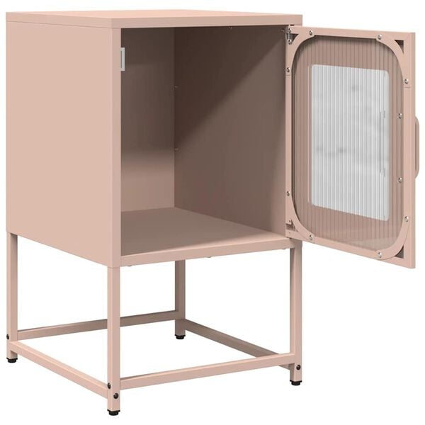 vidaXL Κομοδίνο ροζ 36x39x60,5 cm από χάλυβα ψυχρής έλασης