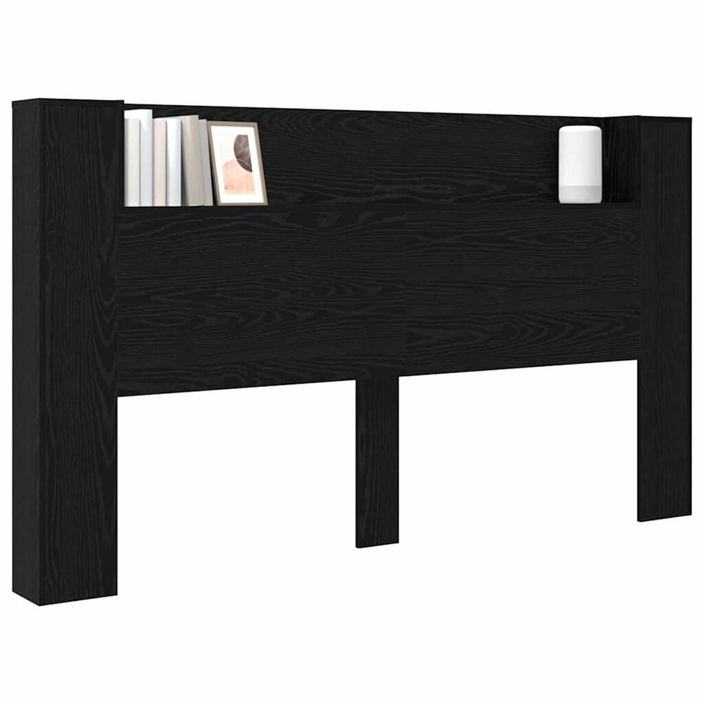 vidaXL Κρεβάτι με Κεφαλάρι με ράφι Μαύρη δρυς 180 x 17 x 104.5 εκ