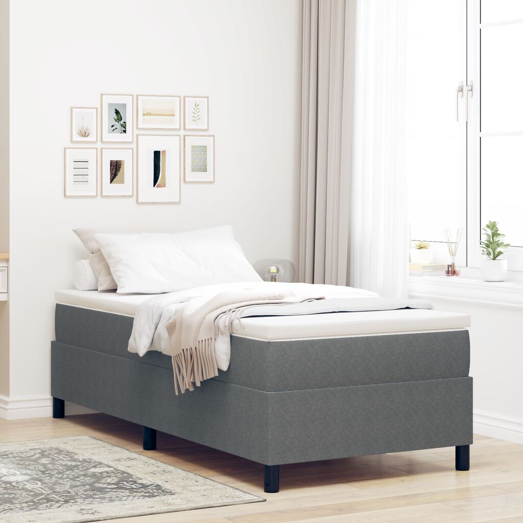 vidaXL Κρεβάτι Box Spring με Στρώμα Γκρι Μονό Βελούδο