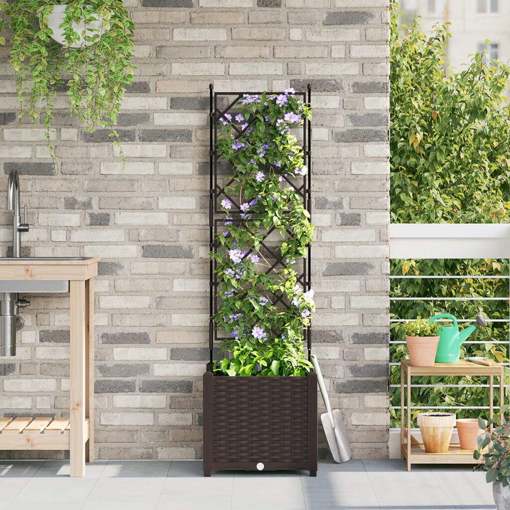 vidaXL Γλάστρα Κήπου με Πλέγμα Καφέ 40x40x143 εκ
