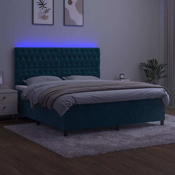 vidaXL &Kappa;&rho;&epsilon;&beta;ά&tau;&iota; Boxspring &mu;&epsilon; &Sigma;&tau;&rho;ώ&mu;&alpha; & LED &Sigma;&kappa;. &Mu;&pi;&lambda;&epsilon; 180x200&epsilon;&kappa;. &Beta;&epsilon;&lambda;&omicron;ύ&delta;&iota;&nu;&omicron;
