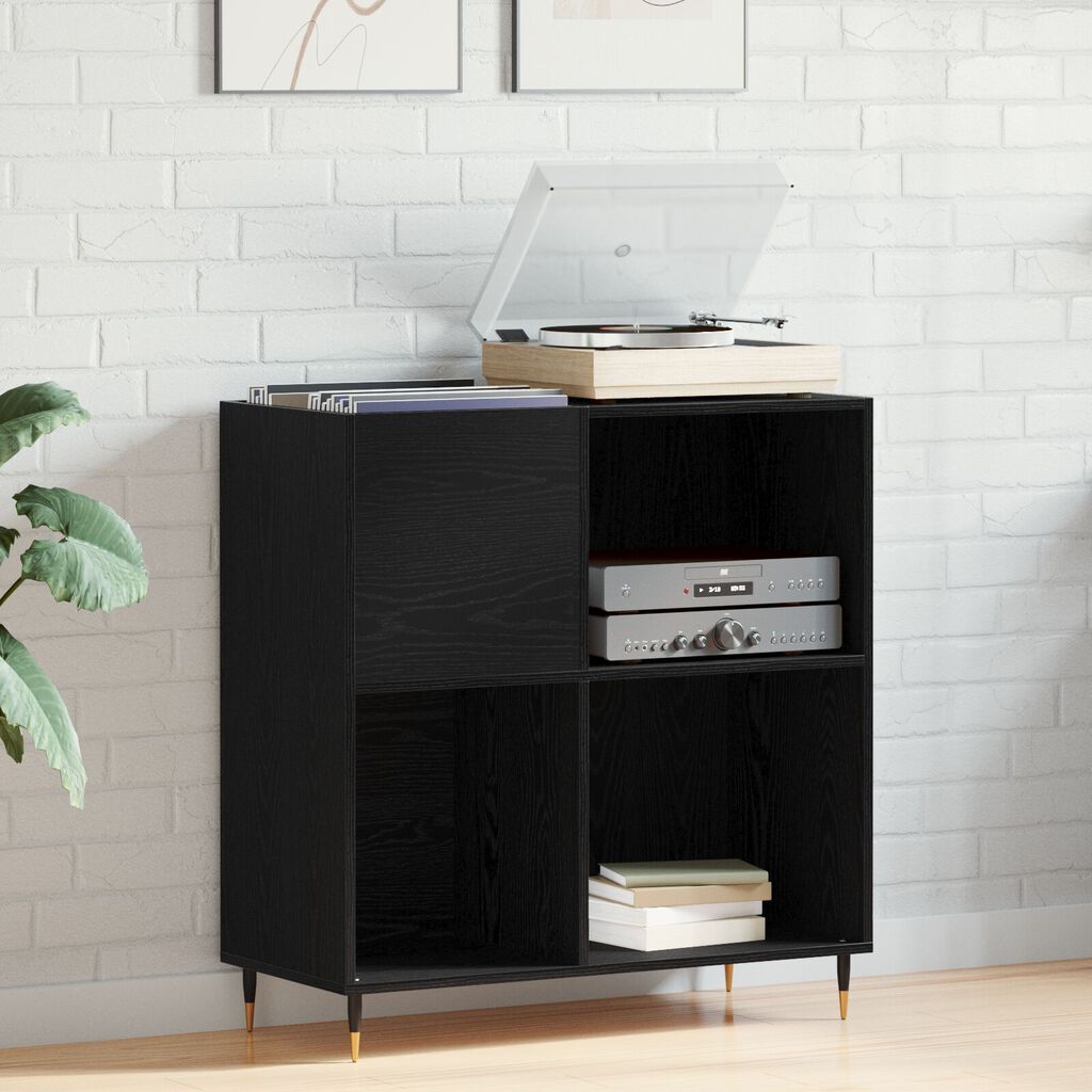 vidaXL Ντουλάπι Δισκογραφίας Μαύρη Δρυς 84,5x38x89 εκ Επεξεργασμένο Ξύλο