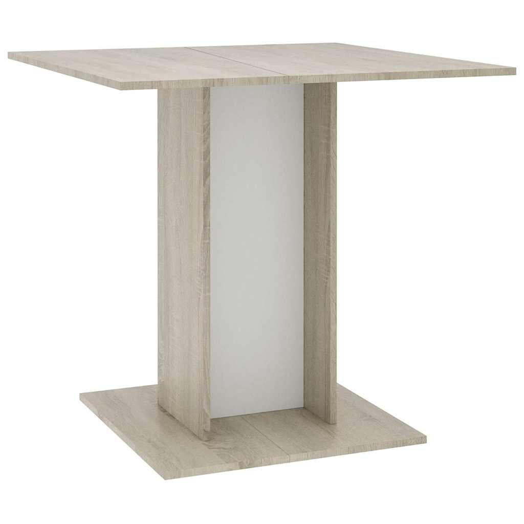 vidaXL Τραπεζαρία Λευκή / Sonoma Δρυς 80 x 80 x 75 εκ. από Μοριοσανίδα
