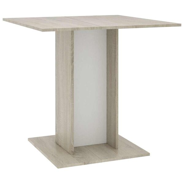 vidaXL Τραπεζαρία Λευκή / Sonoma Δρυς 80 x 80 x 75 εκ. από Μοριοσανίδα