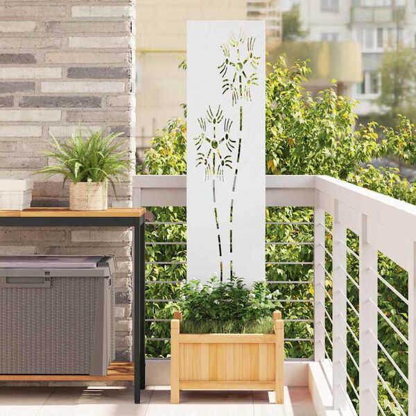 vidaXL Οθόνη Ιδιωτικότητας Κήπου Μαιανδρικό σχέδιο Λευκό 32 χ 140 εκ