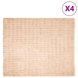 vidaXL Ψεύτικη κουβέρτα από κουνέλι 4 pcs Μπεζ 130 x 150 cm