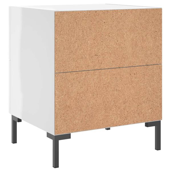vidaXL Κομοδίνα 2 τεμ Γυαλ. Λευκό 40 x 35 x 47,5 εκ. από Επεξεργ. Ξύλο