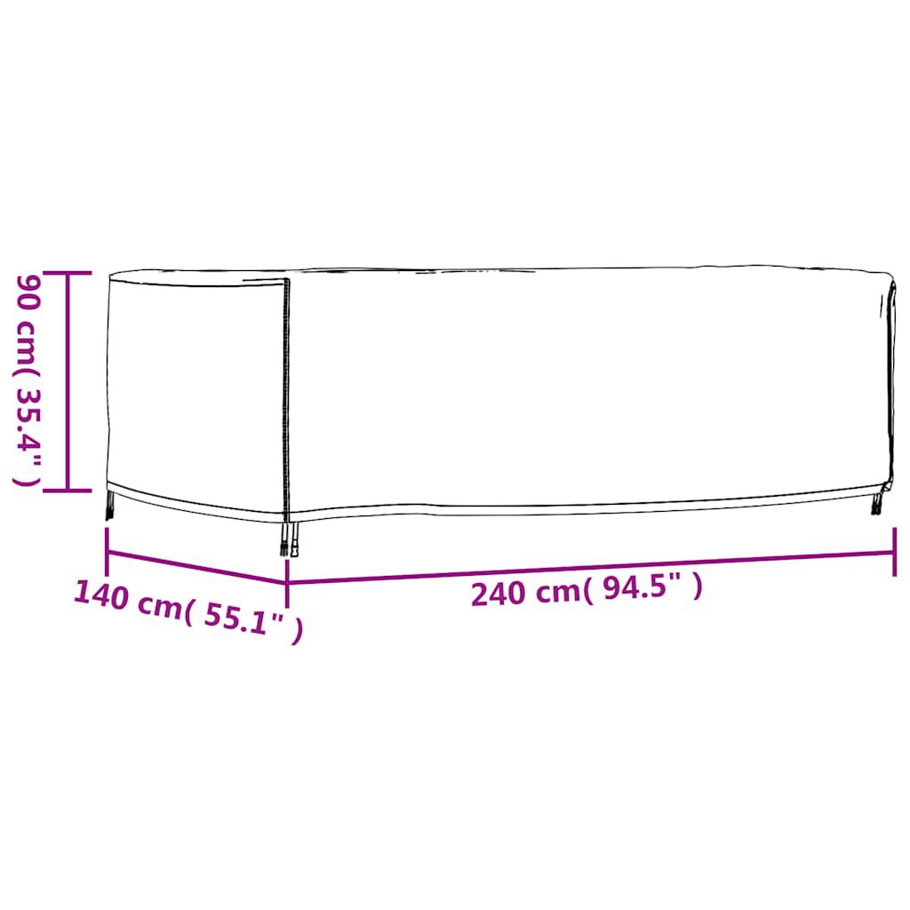 vidaXL Κάλυμμα Επίπλων Κήπου Αδιάβροχο Μαύρο 240x140x90 εκ. 420D