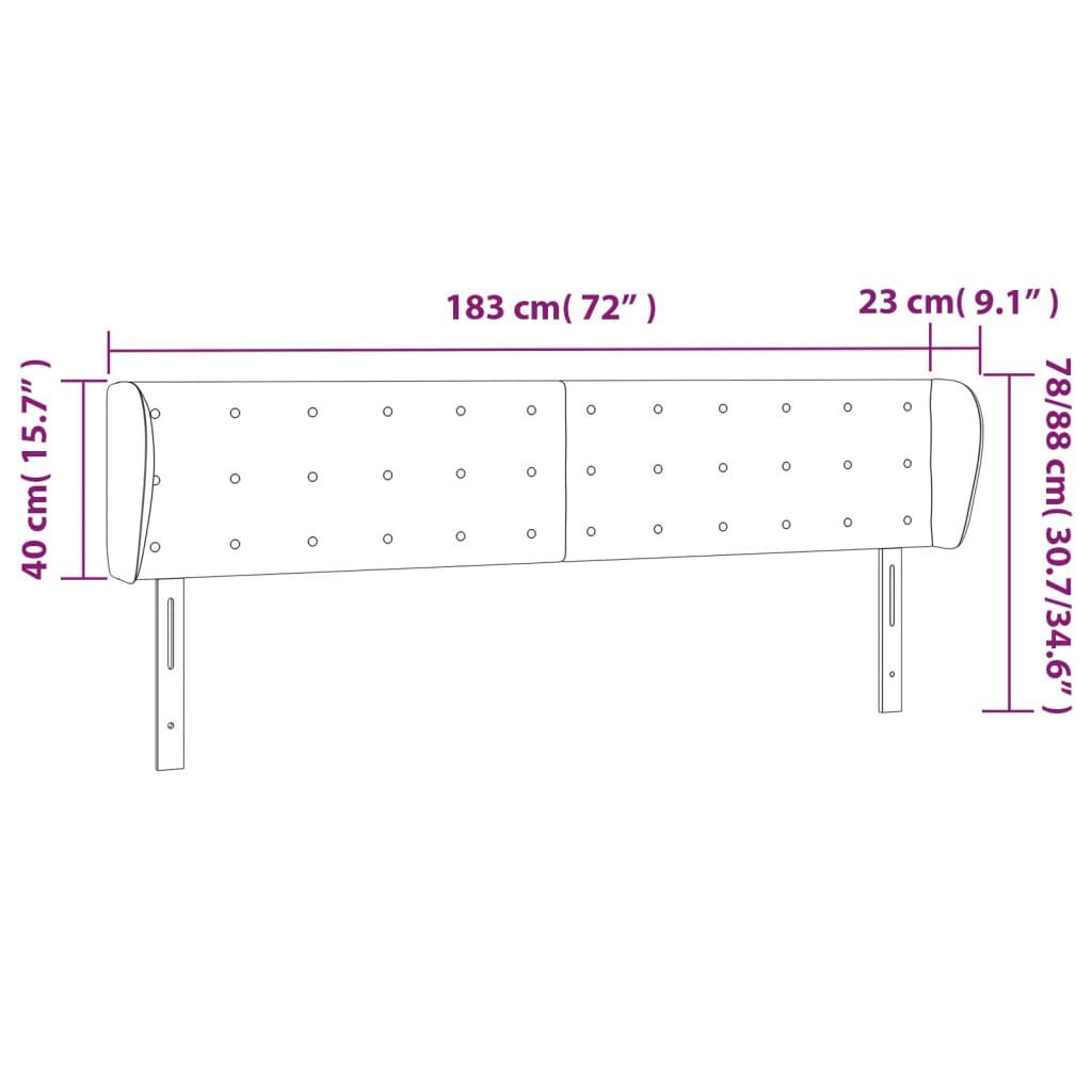 vidaXL Κεφαλάρι με Πτερύγια Ανοιχτό Γκρι 183x23x78/88 εκ. Βελούδινο