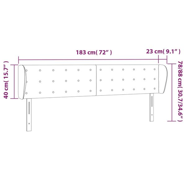 vidaXL Κεφαλάρι με Πτερύγια Ανοιχτό Γκρι 183x23x78/88 εκ. Βελούδινο