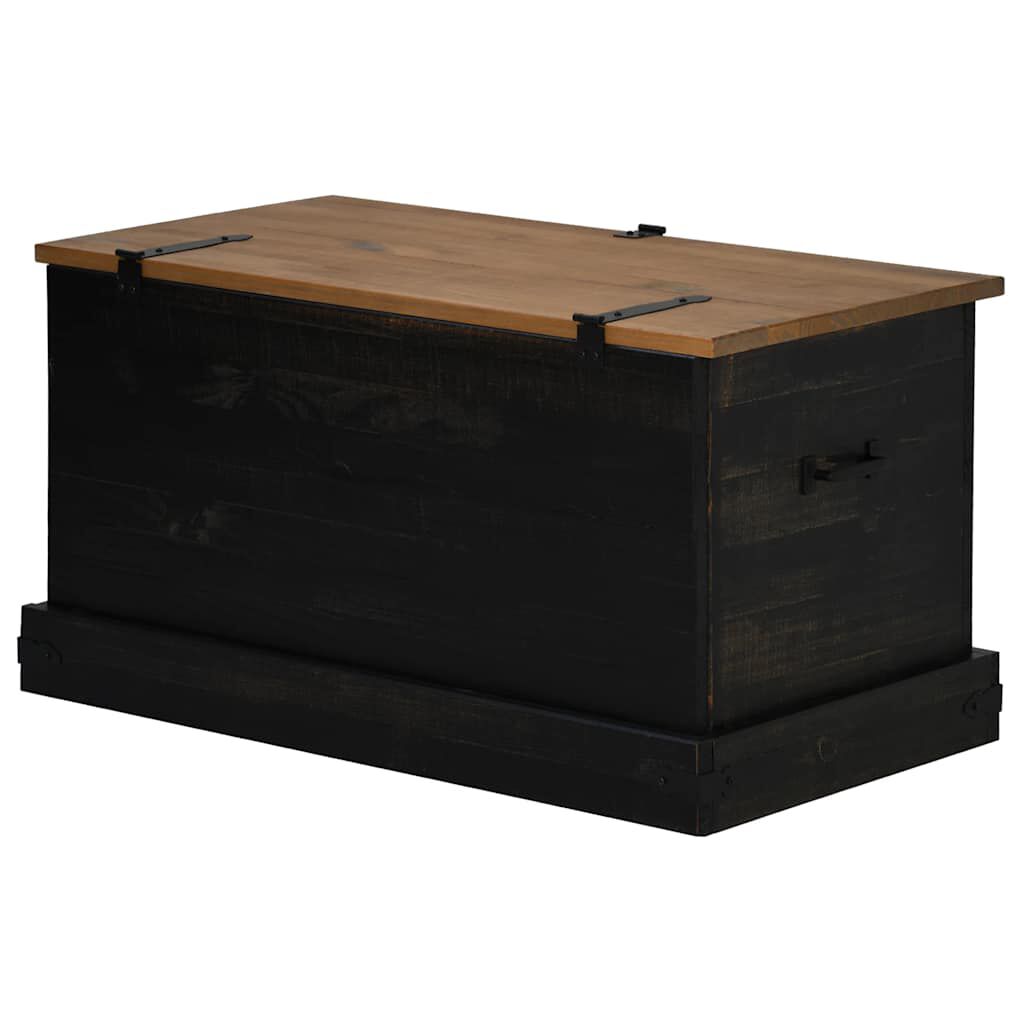 vidaXL Σεντούκι αποθήκευσης HALDEN Μαύρο 91x48x47cm Στερεό ξύλο πεύκου