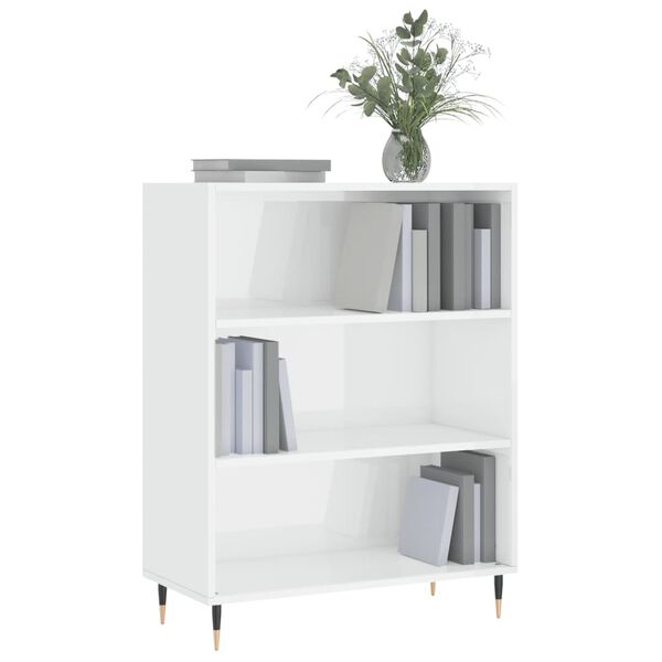 vidaXL Βιβλιοθήκη Γυαλιστερό Λευκό 69,5x32,5x90 εκ. Επεξεργασμένο Ξύλο