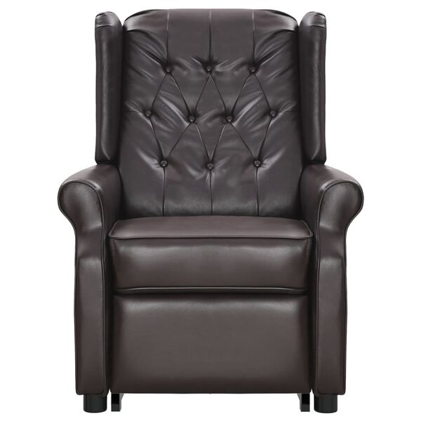 vidaXL Πολυθρόνα Μασάζ Ανακλινόμενη Γυαλ. Καφέ Συνθ. Δέρμα