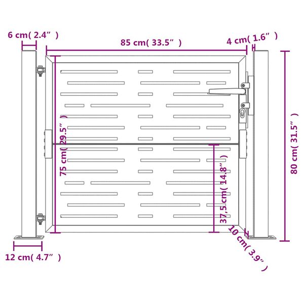 vidaXL Πύλη Κήπου με Τετράγωνο Σχέδιο 105 x 80 εκ. από Ατσάλι Corten