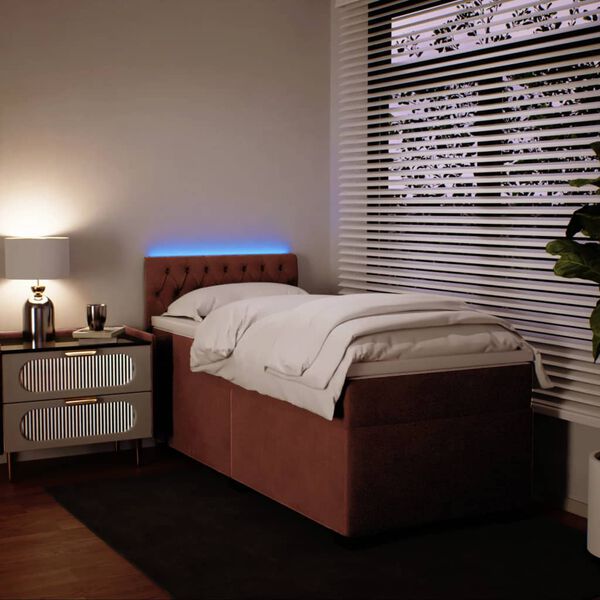 vidaXL Κρεβάτι Boxspring με Στρώμα Ροζ 90x190 εκ. Βελούδινο
