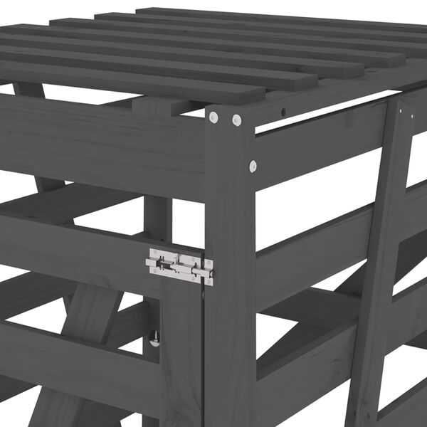 vidaXL Αποθ. Τροχήλατου Κάδου Γκρι 84x90x128,5 εκ. Μασίφ Ξύλο Πεύκου