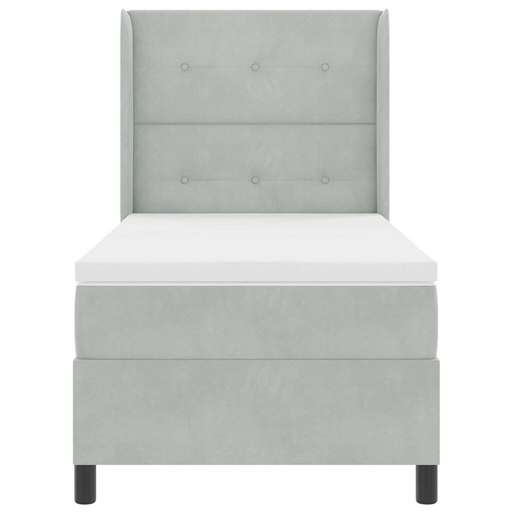 Κρεβάτι Box Spring με Ματράκι Γκρίζο Ανοιχτό 80x200 εκ. Βελούδινο