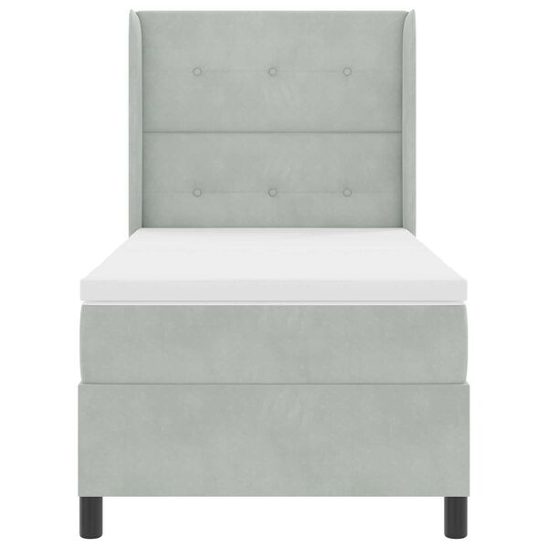 Κρεβάτι Box Spring με Ματράκι Γκρίζο Ανοιχτό 80x200 εκ. Βελούδινο