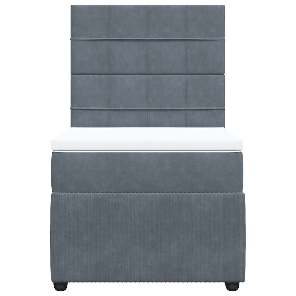 vidaXL Κρεβάτι Boxspring με Στρώμα Σκούρο Γκρι 90x200 εκ. Βελούδινο