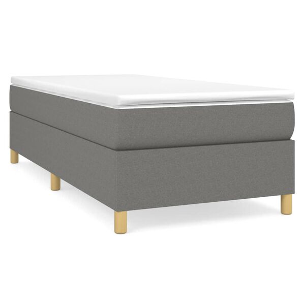 vidaXL Κρεβάτι Boxspring με Στρώμα Σκούρο Γκρι 90x190 εκ. Υφασμάτινο