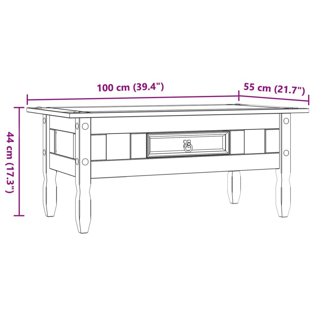 vidaXL Τραπέζι Σαλονιού Μεξικ. Στιλ Corona Γκρι 100x55x44 εκ. Πεύκο