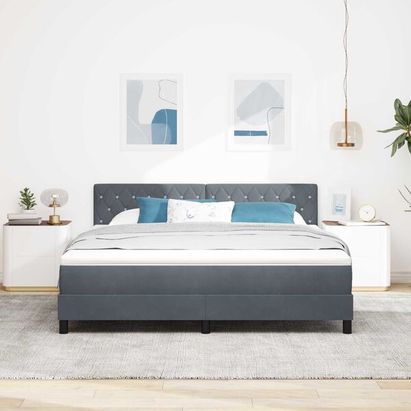 vidaXL Κρεβάτι με Βάση και Στρώμα Σκούρο Γκρι 180x200 εκ. Βελούδο