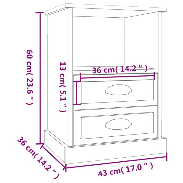 vidaXL Κομοδίνο Γυαλιστερό Λευκό 43 x 36 x 60 εκ.