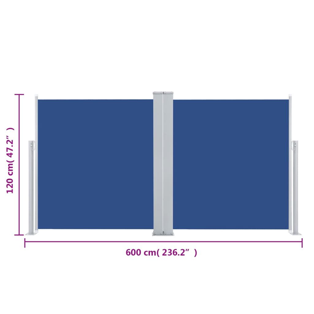 vidaXL Σκίαστρο Πλαϊνό Συρόμενο Μπλε 120 x 600 εκ.