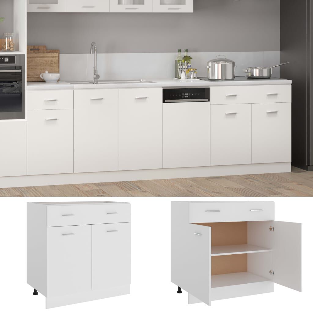 vidaXL Ντουλάπι με Συρτάρι Lyon Λευκό 80x46x81,5 εκ. Επεξ. Ξύλο