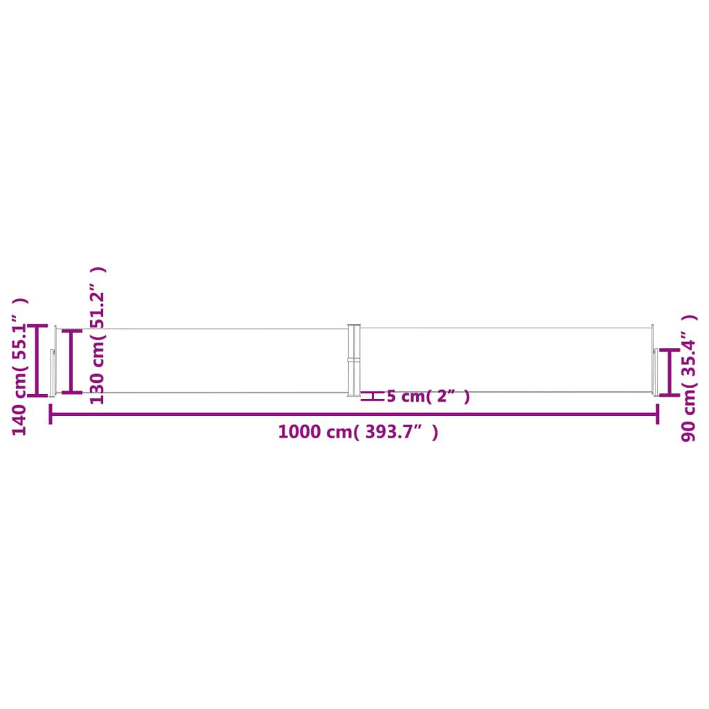 vidaXL Σκίαστρο Πλαϊνό Συρόμενο Ανθρακί 140 x 1000 εκ.