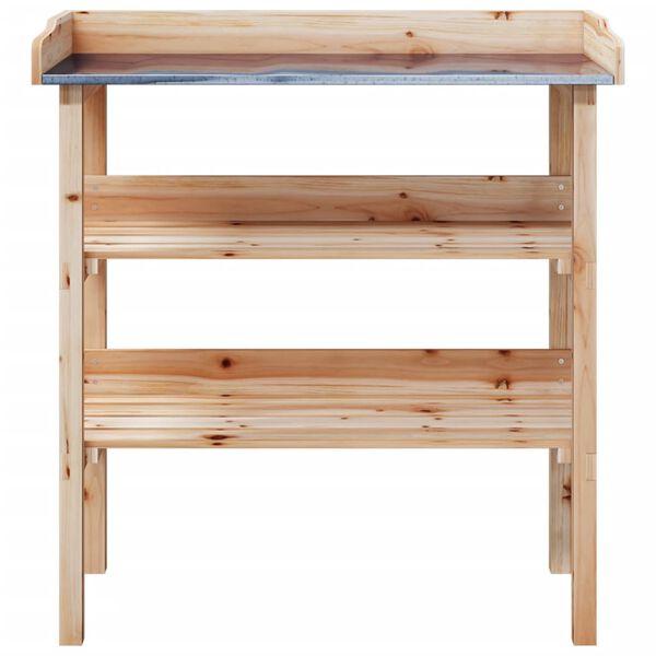 vidaXL Τραπέζι Φυτών με Ράφια 78 x 38 x 82,5 εκ. από Μασίφ Ξύλο Ελάτης