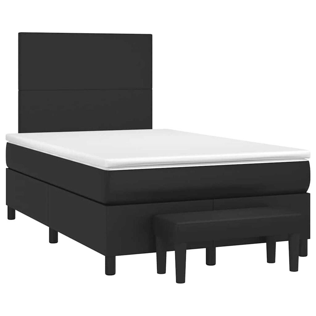 vidaXL Κρεβάτι Boxspring με Στρώμα Μαύρο 120x190εκ.από Συνθετικό Δέρμα