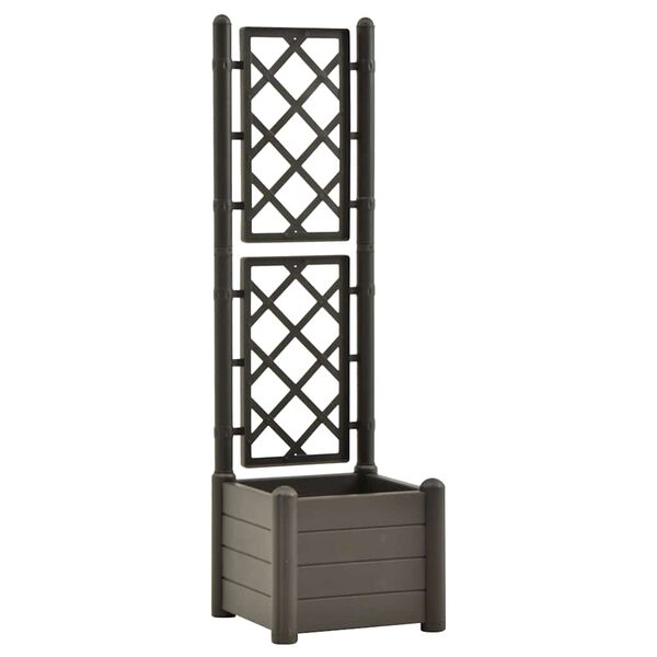 vidaXL Ζαρντινιέρα Κήπου Καφασωτό Ανθρακί 43x43x142 εκ Πολυπροπυλένιο