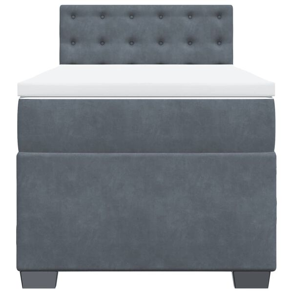 vidaXL Κρεβάτι Boxspring με Στρώμα Σκούρο Γκρι 90x190 εκ. Βελούδινο