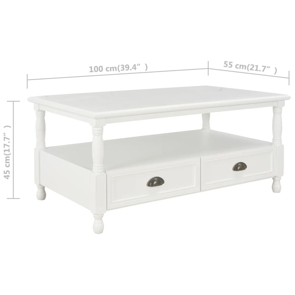 vidaXL Τραπεζάκι Σαλονιού Λευκό 100 x 55 x 45 εκ. Ξύλινο