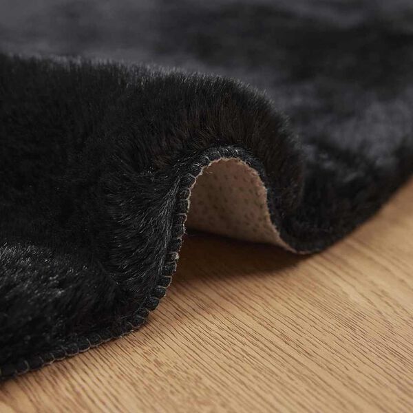 vidaXL Χαλιά Ψεύτικου Κουνελιού Μαύρο Ø 200 εκ. Πολυεστέρας