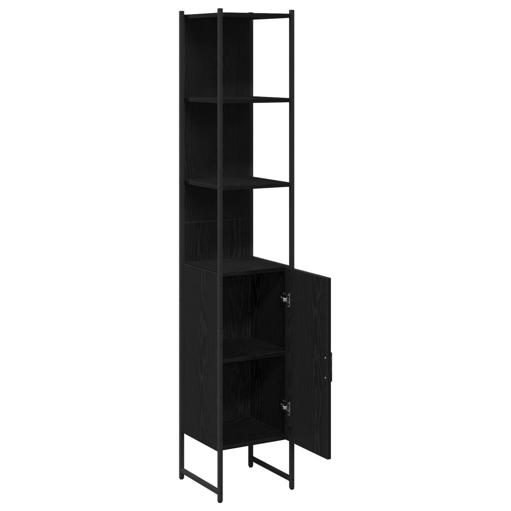 vidaXL Ντουλάπι Μπάνιου Μαύρο Δρυς 33x33x185,5 εκ. Κατασκευασμένο ξύλο
