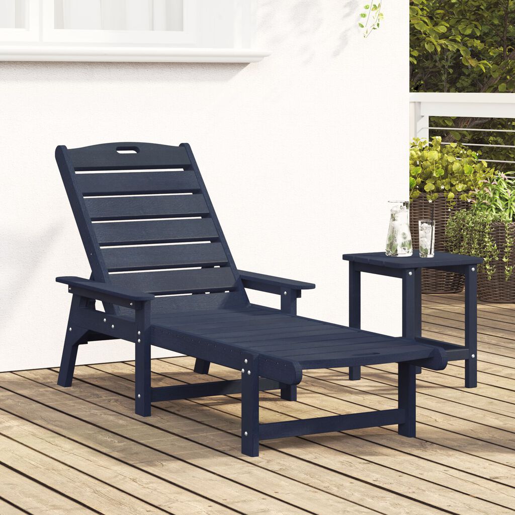 vidaXL Ξαπλώστρα Ναυτικό μπλε 53x162x98.5 εκ. HDPE