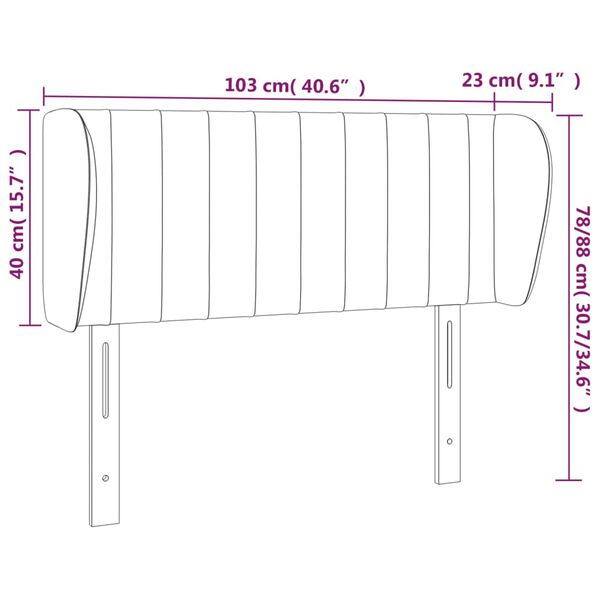 vidaXL Κεφαλάρι με Πτερύγια Ανοιχτό Γκρι 103x23x78/88 εκ. Υφασμάτινο