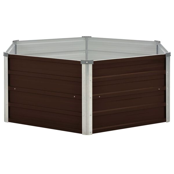 vidaXL Ζαρντινιέρα Ψηλή Καφέ 129 x 129 x 46 εκ. Γαλβανισμένος Χάλυβας