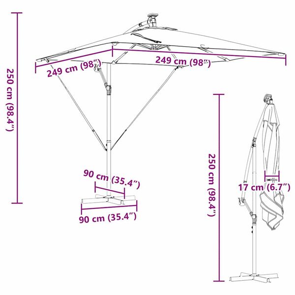 vidaXL Ομπρέλα Cantilever Banana Τερακότα 249 x 249 x 250 εκ.