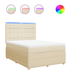 vidaXL Κρεβάτι Boxspring με Στρώμα Κρεμ 140x190 εκ. Υφασμάτινο